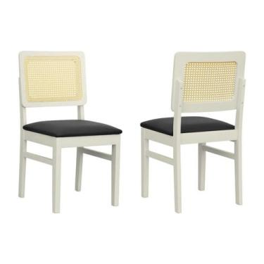 Imagem de Kit 2 Cadeiras Lyon Madeira Maciça Encosto Telinha Assento Estofado Co