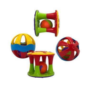 Imagem de Brinquedo Infantil Sensorial Bola e Torre Chocalho Colorido - JXP BRIN
