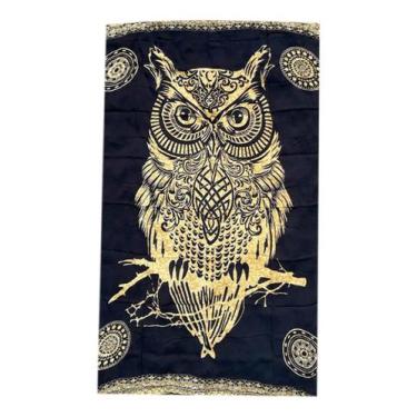 Imagem de Canga Saída de Praia Coruja Preto 100% Viscose 1,65x 1,15cm - VitrineO