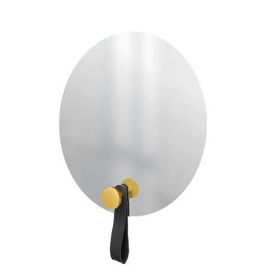 Imagem de Espelho Funcional Hook Amarelo Alça Preta 50 Cm Redondo - e2g Design
