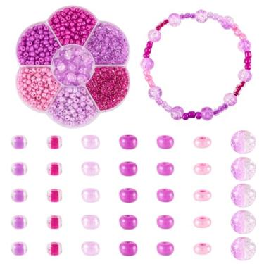 Imagem de Spritewelry 7 estilos de contas de semente de vidro 6/0 pequenas contas de sementes roxas redondas de pônei mini espaçador, contas soltas de 8 mm, contas de vidro redondas para fazer joias, colar de