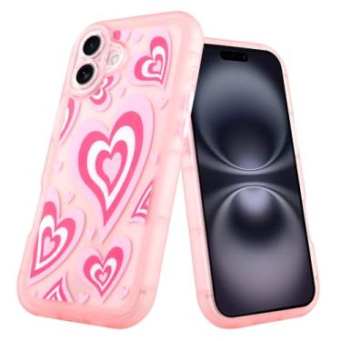 Imagem de AIGOMARA Capa para iPhone 16 Plus Capa de telefone com padrão de design pintado de coração distinto adequado para Grils Capas de telefone TPU macio Fiexible proteção anti-queda fina capa de telefone