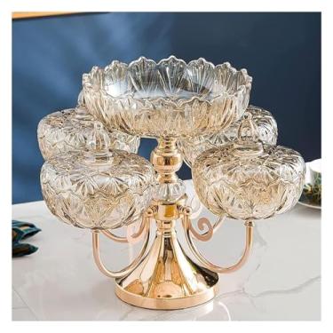 Imagem de fruteira cesta Balcão de cozinha doméstico multicamada, prato de lanche de frutas secas com tampa dividida, porca, prato de doces, decorativo, cesta de frutas de fazenda bancada