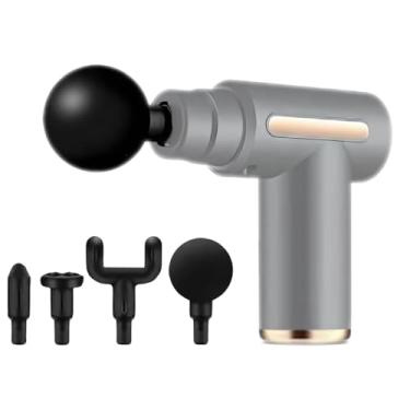 Imagem de Massageador Elétrico Portátil Pistola Muscular Recarregável Profissional Massagem Miofascial Alívio Dores Relaxamento (Cinza)
