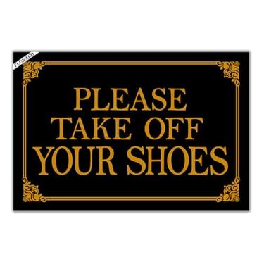 Imagem de FLUNACO Tapetes engraçados de boas-vindas, tire seus sapatos, tapete de porta de entrada 60 cm x 40 cm