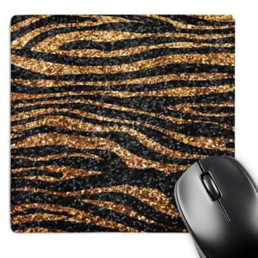 Imagem de 3dRose Mouse pad LLC 20 x 20 x 0,65 cm, estampa de zebra dourada e preta foto brilhante não glitter real Diva feminino brilhante (mp_113173_1)