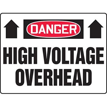 Imagem de Accuform Sinal de segurança "Danger High Voltage Overhead", Aluma-Lite™, 25,4 x 35,5 cm (MELC103XL)