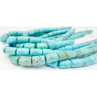 Imagem de Material antigo 39,4 cm matriz azul turquesa 18 x 12 mm tambor barrle cubo pedra preciosa para colar pulseira brincos contas