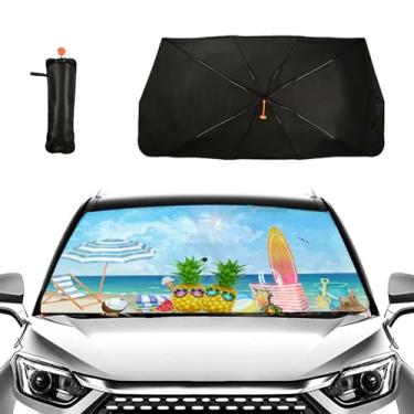 Imagem de Guarda-sol de praia, abacaxi, carro, pára-brisa, guarda-sol, refletor, UV, proteção solar, para-brisa automático, para-sol para carro, guarda-sol dobrável, para-sol para janela frontal