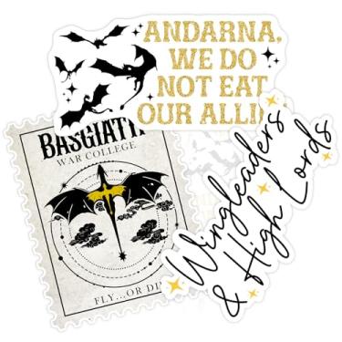 Imagem de Conjunto de 3 peças - Adesivo de quarta asa Andarna We Do Not Eat Our Allies - Selo Basgiath - Wingleader & High Lords Decalque de vinil impermeável de 7,6 cm para garrafas de água, copos, laptop,