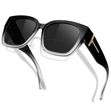 Imagem de KANASTAL Óculos de Sol Polarizado Feminino Masculino Proteção UV 400 Preto Black Sunglasses over Glasses -Armação Transparente