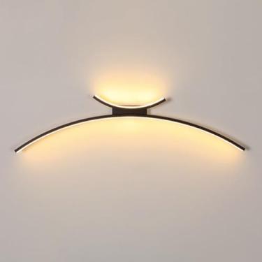 Imagem de Luminária de parede LED linear com regulagem de intensidade, metal fosco, dourado, para quarto, sala de estar, banheiro, fazenda (preto, 60 cm)