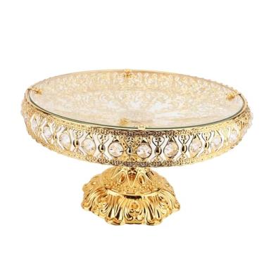 Imagem de Prato de Frutas de Vidro Vintage, Bandeja de Servir retrô Decorativa, Metal e Vidro Transparente, Prato de Doces e Lanches Prato de Frutas retrô para Festas, Formaturas,