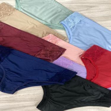 Imagem de Kit 10 Calçolas Senhora Reforçada Calcinha Feminina Com Renda Cós Alto