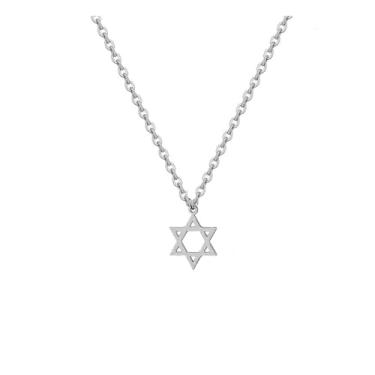 Imagem de Modpide Gargantilha de aço inoxidável com estrela de Davi e colar feminino judeu, Aço inoxidável, Sem Pedra Preciosa