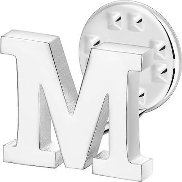 Imagem de Broche de lapela inicial para homens e mulheres, broches para ternos masculinos, pinos de botão de metal em tom de ouro 18K e prata., Metal, Sem pedras preciosas