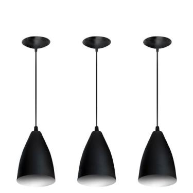Imagem de Kit 3 Vegas Lustre De Teto Preto Com Branco Ideal Para Casa, Area Chur