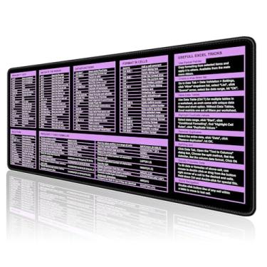 Imagem de HUAMXE Tapete de mesa para folha de referências Excel, mouse pad grande estendido para jogos, grande XXL teclado de computador atalhos tapete de teclas para desktop, folha de cálculo de escritório