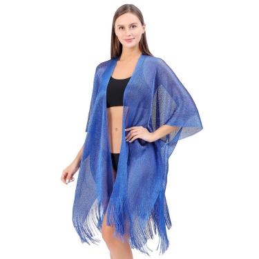 Imagem de Saída de Praia com Franjas Metálico Nova Moda Para o Verão