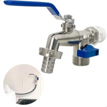 Imagem de Dona D.cor, Torneira Dupla Valvula Esfera Jardim Metal Maquina De Lavar Registro Esfera 1/4 De Volta Metal Dupla Saída Multifuncional Roupa Lavanderia Quintal Mangueira
