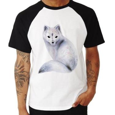 Imagem de Camiseta Raglan Raposa Arte - Foca na Moda, Branco, Preto, M