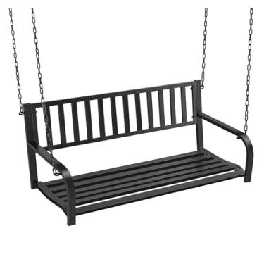 Imagem de Banco ao ar livre Balanço de suspensão do patamar do ferro para o balanço exterior do pátio do jardim Banco de jardim