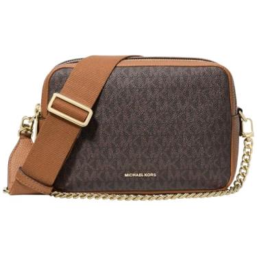 Imagem de Michael Kors Bryant Bolsa transversal média com zíper duplo para câmera, Marrom/Acorn, One Size