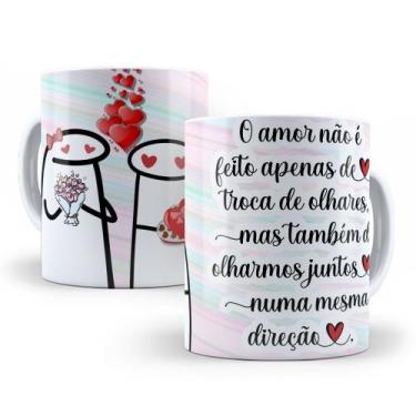 Imagem de Caneca de Cerâmica Branca 325ml Flork Namorados - Mecolour