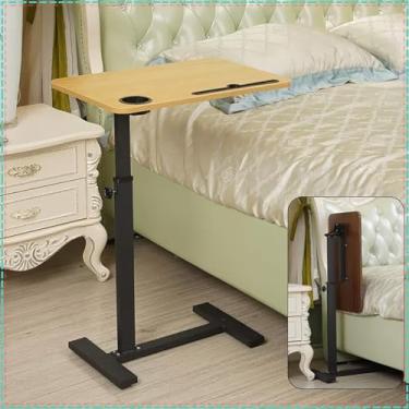 Imagem de Mesa de cama, mesa de cama portátil com rodas pneumática para cama de hospital com altura ajustável, mesa de laptop com rodinhas para escritório, casa, medicina e escola