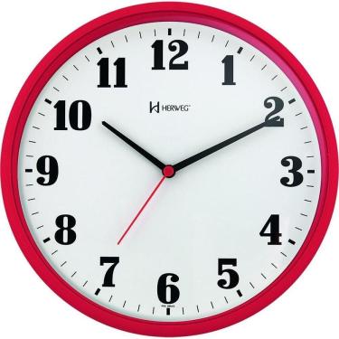 Imagem de Relógio De Parede Redondo 26 Cm 6126 Herweg Vermelho