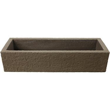 Imagem de EMSCO Group Vaso de calha com orifícios de drenagem – 96 cm – Vaso de resina à prova de intempéries – Cor de arenito