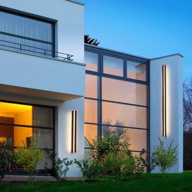 Imagem de Luminária de parede externa LED preta 98W Lâmpada de parede externa moderna 3000K 4000K 6000K Luminária de parede de jardim IP65 Iluminação de parede de alumínio à prova d'água Decoração ext