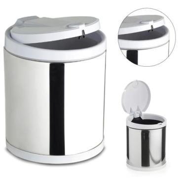 Imagem de Lixeira de Pia Cesto de Lixo 2,5 litros Inox Click Cozinha Branca ou P