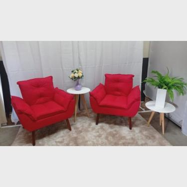 Imagem de Kit 2 Poltronas Opala Suede Vermelho- Casa da Poltrona