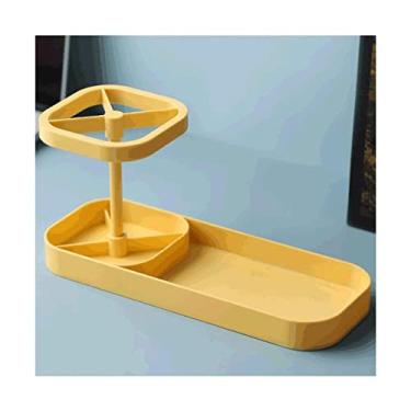 Imagem de Porta-lápis de mesa, 3 peças, suporte prático e de grande capacidade para escritório, escola, casa, organizador multifuncional de artigos de papelaria (amarelo)