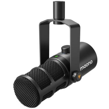 Imagem de Microfone dinâmico maono, microfone de podcast usb/xlr para pc com software, equalizador, toque para silenciar, entrada para fone de ouvido, botão de