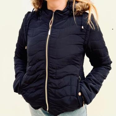 Imagem de Jaqueta Feminina Vira Colete Peluciada Poliéster Nylon com Zíper 1168C