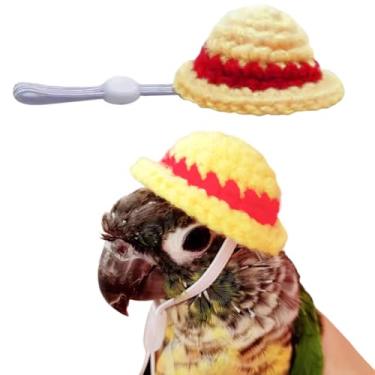 Imagem de Chapéu de pássaros fofos com chapéu divertido para papagaio, aniversário/Halloween/festa de Natal capa de cabeça para periquitas, calopsitas conure Lovebird (XS)