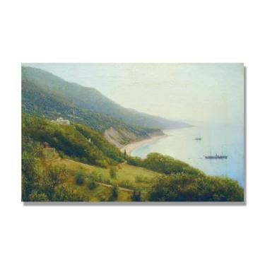 Imagem de Lev Lagorio Prints. Pintura de arte de parede de paisagem marítima. Pôster de reprodução de impressões em tela de paisagem para decoração de casa. (Costa 4). Somente tela de 70 x 112 cm - 27,6 x 44,0