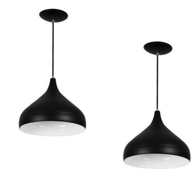 Imagem de Kit 2 Lustres Pendente Aladim Preto 24cm