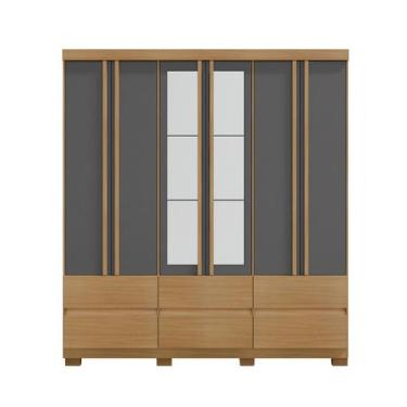 Imagem de Guarda Roupa Casal Vitória 6 Portas e 6 Gavetas Com Espelho Carvalho A