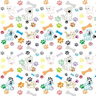 Imagem de Papel Parede Gato Cachorro Pegadas Ossos Adesivo Decorativo