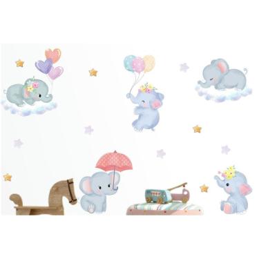 Imagem de Adesivo De Parede Infantil Elefantes Cute Baby Balões
