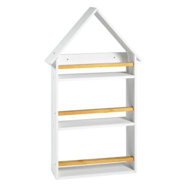 Imagem de Prateleira Casinha 106x68x10cm Infantil Branco/Amêndoa