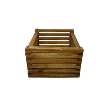 Imagem de Cachepô Madeira Orquídea Flores Quadrado P 15,5 X 15,5 X 9 - JM Garden