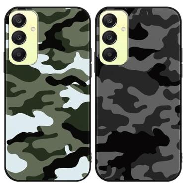 Imagem de Yomjew Pacote com 2 capas de telefone camufladas verde exército preto para Samsung Galaxy A25 5G 6,5 polegadas, capa de padrão legal antiarranhões, macia, fina, flexível, protetora à prova de choque