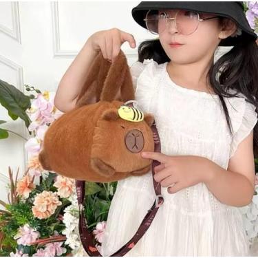 Imagem de Mini Bolsa Bag Capivara Infantil Pelúcia Porta Maquiagem Objetos Peque