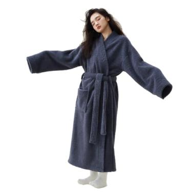 Imagem de LVTFCO Roupão de banho quimono feminino coral de veludo espesso pijama longo parágrafo conjunto de veludo grão de arroz cinza escuro - M