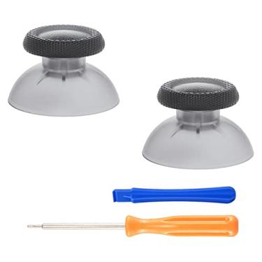 Imagem de eXtremeRate Marcador de polegar de substituição preto transparente para controle de PS5, joystick analógico personalizado compatível com PS5, para PS4 todos os modelos de controles universais – controle não incluído