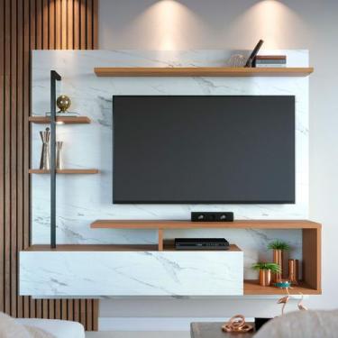 Imagem de Painel para TV Até 58 Polegadas com Led Comodoro 1 Porta Calacatta/Fre